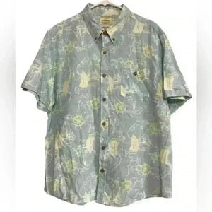 Weatherproof Vintage washable linen men’s button-down nautical shirt. Size XL.